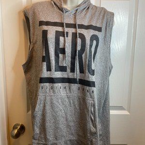 Aero sleeveless  grey tank with hood size L